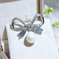 ราคา เข็มกลัดแบบโบว์ผูก ห้อยจี้มุกหยดน้ำ ประดับฝัง Cubic Zirconia สวยหรูหรา (46400279000)