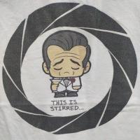 ราคา เสื้อยืดมือสอง Usa ลายปั่นๆ การ์ตูนล้อเลียนหนัง 007 (This is Stirred.. นี่มันกวน) Size L.อก21/ยาว26 (17056400246)