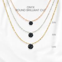 ราคา สร้อยคอนิลดำแท้ (Onyx) กลมห้าเตยคลาสสิก เงินแท้ 925 ชุบทองคำขาว/ทอง /โรสโกลด์ จี้พลอย GEORGE Jewel (47308251753)