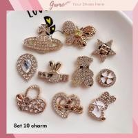 ราคา ชุดสติ๊กเกอร์ 10 ชิ้น เครื่องราง 3 มิติ ธีม Love Rabbit พลาสติกแข็งประกายติดรองเท้าแตะ Gamo Crocodile JB-442 (56554915955)