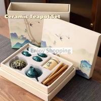 ราคา ชุดกาน้ําชาเซรามิกพร้อมกล่อง 8 ชิ้นไม้จันทน์กระถางธูปขั้นสูงชุด (40929028439)