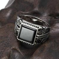 ราคา ▥ แหวนเงินสเตอร์ลิงแหวนบุรุษ Vintage ดอกไม้แกะสลักสีดําสีเขียวสีแดงหินนิลธรรมชาติสแควร์รูปร่าง (50050083729)