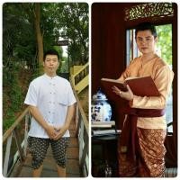 ราคา โจงกระเบนทรงกินรี ผ้าพิมพ์ทองสุโขทัย ใส่ได้ทั้งชายและหญิง โจงกระเบนผู้ชาย (1462147618)