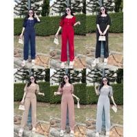 ราคา [สินค้าพร้อมส่ง] จั้มสูทขายาวผ้าวูลเวฟ คอเหลี่ยมกางเกงทรงกระบอก A1177 (14499077134)