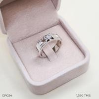 ราคา GR024 แหวนเงินแท้925 แหวนผู้ชาย ฝังเพชรเม็ดกลาง+บ่าข้าง 2แถว (14496191783)