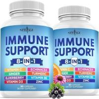 ราคา NEW AGE 8 in 1 Immune Booster with Echinacea, Vitamin C and Zinc 50mg, Vitamin D 5000 IU, Curcumin & Ginger, B6, Elderberry 120 Count (แพ็ค 2) (45809119057)