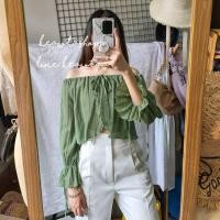 ราคา เสื้อปาดไหล่ ผ้าสาลู เสื้อครอปปาดไหล่ ปาดไหล่ (งานถ่ายจากสินค้าจริง) (7816620798)
