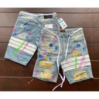 ราคา Hold'em Denim style กางเกงยีนส์ขาสั้นฟอก patchwork ลายหนังงู คาดแถบหนัง (1573786975)
