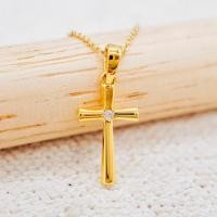 ราคา [PCPY Jewelry] จี้ไม้กางเขนเพชรแท้ ทองคำแท้9K (ทอง37.5%) เพชรแท้น้ำ100 เบลเยี่ยมคัต [9KPP755] (18178391975)
