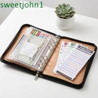 ราคา SWEETJOHN Portfolio Binder Cover, PU หนัง 6 แหวนโฟลเดอร์แฟ้ม, Memo Book พร้อมเครื่องคิดเลข A6 ผู้ถือบัตร Loose Leaf Notebook Conference ใช้ (56210259901)