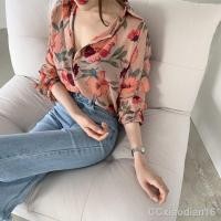 ราคา ◆ஐCCshop 【พร้อมส่งจากไทย】เสื้อเชิ้ตชีฟองลายดอก เสื้อแขนยาว เสื้อ เกาหลีแฟชั่นผู้หญิง1 (8781674810)