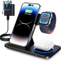 ราคา LUKEN 15W LED Fast Wireless Charger Stand 3 ใน 1 สถานีชาร์จแบบพับได้สําหรับ iPh 15 14 13 12 11 App นาฬิกา 9 8 7 6 5 Airpods Pro (41151750655)