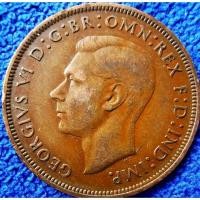 ราคา เหรียญ​สหราช​อาณาจักร​ UK, 1 Penny, ยุค​ George​ VI, ใช้แล้ว, #​1457T (11180265333)