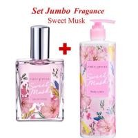 ราคา (Set Jumbo FraganceSweet Musk) น้ำหอม Cute Press Sweet Musk 60ml + Cute Press Sweet Musk Uv Body Lotion ขนาด 490 g (3335119698)