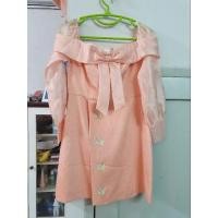 ราคา เดรสสั้นเปิดไหล่สีโอรส เดรสออกงาน ป้าย Nokara (17338770600)