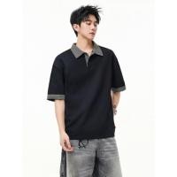ราคา อเมริกันตรวจสอบเย็บเสื้อโปโลแขนสั้นเสื้อยืดผู้ชายผู้หญิงเงินเก่าสไตล์ย้อนยุคหลวมอินเทรนด์ทุกการแข่งขันสบายๆ (54913184316)
