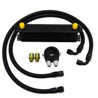 ราคา Universal 7 Rows Oil Cooler Kit AN10 Transmission Oil Cooler Kit Oil Filter Adapter With Nylon Stai (47504429188)