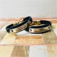 ราคา ข้อมือหนัง กำไลหนัง คู่รัก หนังแท้ ป้ายสแตนเลส สลักชื่อได้ (1943155517)