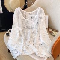 ราคา เสื้อถักตาข่าย ใส่คลุม สีขาว (42527224523)