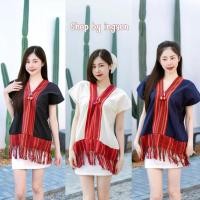 ราคา เสื้อกะเหรี่ยง เสื้อดอยผ้าฝ้าย(รุ่นสีพื้น เเต่งผ้าทอนากา) (44962651064)