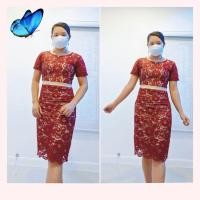ราคา ชุดเดรสลูกไม้ สีแดงเลือดหมู (29209949169)
