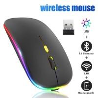 ราคา Wireless Mouse RGB Rechargeable 2.4GHz Bluetooth Mice Wireless Computer Mouse LED Backlit Ergonomic Gaming Mouse For (42627886004)