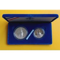 ราคา ชุดเหรียญ United States Ellis Island / Statue of Liberty ปี 1986-S , 50C นิกเกิล & One Dollar #เนื้อเงิน .900 Silver (28119248620)