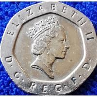 ราคา เหรียญ​อังกฤษ​ UK, 20 Pence, (Elizabeth II​ 3rd portrait), #4387, ใช้แล้ว (29808061643)