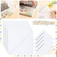ราคา แสงสว่าง 10/100ชิ้นหนังสือป้องกันขอบม้วน,สามเหลี่ยมป้องกันม้วน แบบเหมารวม สติ๊กเกอร์, ตัวป้องกันปกโปร่งใสแบบมีกาวในตัวสําหรับโน๊ตบุ๊คชั้นประถมศ (47908549625)