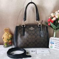 ราคา Used COACH f58290 MINI CHRISTIE CARRYALL IN SIGNATURE Color : IMITATION GOLD/BROWN/BLACK (2789099127)