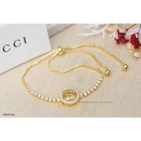 ราคา สร้อยข้อมือสายรูดฝังเพชร CZ แท้หุ้มทองคำแท้ 5 ไมครอน (9473612808)