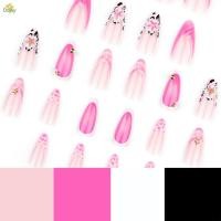 ราคา เล็บปลอมอะคริลิค 24 ชิ้นพร้อมลายเสือดาวสีดําสีขาวและดอกไม้สีชมพู 3ง สําหรับงานแต่งงานทุกวันใช้ (50963028042)