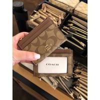 ราคา พร้อมส่ง แท้ 100% New Coach ใส่บัตร รุ่น MINI SKINNY ID CASE IN SIGNATURE CANVAS (COACH F88208) IM/KHAKI/SADDLE 2 (7218042820)
