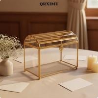 ราคา ภาชนะการ์ดแต่งงานแก้วสีทองชาร์ปสาธารณรัฐพร้อมกล่องแสดงซองจดหมายล็อคหัวใจที่ปลอดภัยสําหรับแผนกต้อนรับปาร์ตี้ (48211339515)