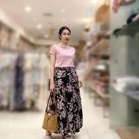 ราคา กระโปรงลายดอกไม้เพ้นท์ผู้หญิง (46007913146)