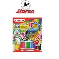 ราคา HORSE (ตราม้า) สีไม้ ดินสอสีไม้ แท่งสั้น พร้อมกบเหลา ตราม้า 12 สี H-500 จำนวน 1 กล่ิง (1674269605)