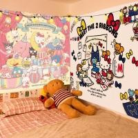 ราคา ผ้าพื้นหลัง พิมพ์ลายการ์ตูน Sanrio Melody Big Ear Dog Kuromi สําหรับตกแต่งบ้าน หอพัก (19743699154)