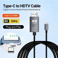 ราคา สายเคเบิล Type C เป็น HDMI 4K 60Hz 1080p 1m-3m สำหรับแล็ปท็อป notebook โฟน แท็บเล็ต (27095032601)