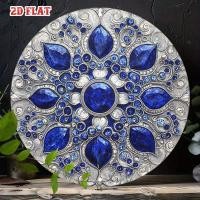 ราคา HELLOYOUNG Boho Mandala รอบดีบุก Wall Art พลอยสีฟ้าเงิน Frameless โปสเตอร์ตกแต่งบ้านห้องนั่งเล่น (54510404066)