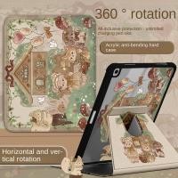 ราคา [หมุนได้ 360 องศา] เคสแท็บเล็ต ลายการ์ตูนแกะ แนวเรโทร พร้อมช่องใส่ปากกา สําหรับ iPad Air4 Air5 Gen10 iPad Gen9 Gen8 iPad Gen6 Gen5 pro2017 Air3 Pro 11 (24360632304)