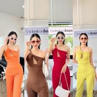 ราคา พร้อมส่ง 6 สีจั้มสูทขายาว ดีเทลปาดไหล่ เว้าอก สุดเซ็กซี่ชุดจั้มสูทขายาว ชุดเดรสยาว (20488789849)