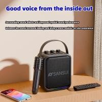 ราคา Sansui T91 60W แบบพกพากลางแจ้ง KTV ลําโพงบลูทูธพร้อมไมโครโฟนรีโมทคอนโทรล TF Card AUX ระบบเสียงสเตอร (26212611870)