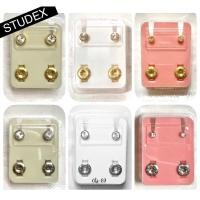 ราคา STUDEX (1คู่แถม1คู่) ต่างหูสำหรับผิวแพ้ง่าย(กดสินค้า2คู่ ลงตระกร้า)สีเงิน และสีทอง ขนาดSML=345มิล (27108285469)
