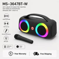 ราคา Soze ลำโพงบลูทูธพกพา ไฟ RGB พร้อมไมค์ไร้สาย USB/FM/TWS แบต1200mAh เสียงสเตอริโอ 3นิ้วx2 คาราโอเกะ เบสแน่น สีดำ (40582072045)