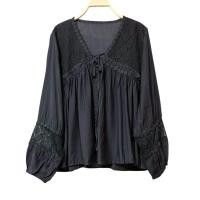 ราคา เสื้อคอวี กระดุมหน้า แต่งฉลุ แขนยาวแต่งฉลุ (56862597017)