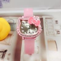 ราคา Hello Kitty เด็กการ์ตูนนาฬิกาควอทซ์เพชร Bowknot สายซิลิโคนนาฬิกาเด็กผู้หญิงนักเรียนน่ารัก (44182364810)