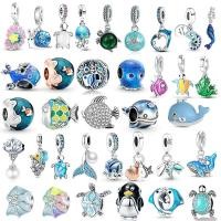 ราคา DIY Ocean Style Lake Blue Crystal Whale Pearl Shell Beaded Bracelet Ready Stock (44406476835)