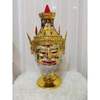 ราคา พ่อแก่ ฤาษี ตาไฟ ขนาดครอบ งานกระดาษ ใส่ตาแก้ว ปิดทองเค ประดับพลอย พร้อมฐานไม้อัดสีแดงฟรี เศียรครู หัวโขน เศียรเทพ (24722421119)
