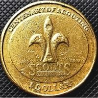 ราคา เหรียญ​ออสเตรเลีย​ Australia, 1​ Dollar, (ที่ระลึก​ 100 ปีลูกเสือ), ใช้แล้ว, #​4179T (22564227576)