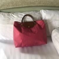 ราคา Longchamp M แท้ หูสั้น Cabas สีชมพู (1605043360)